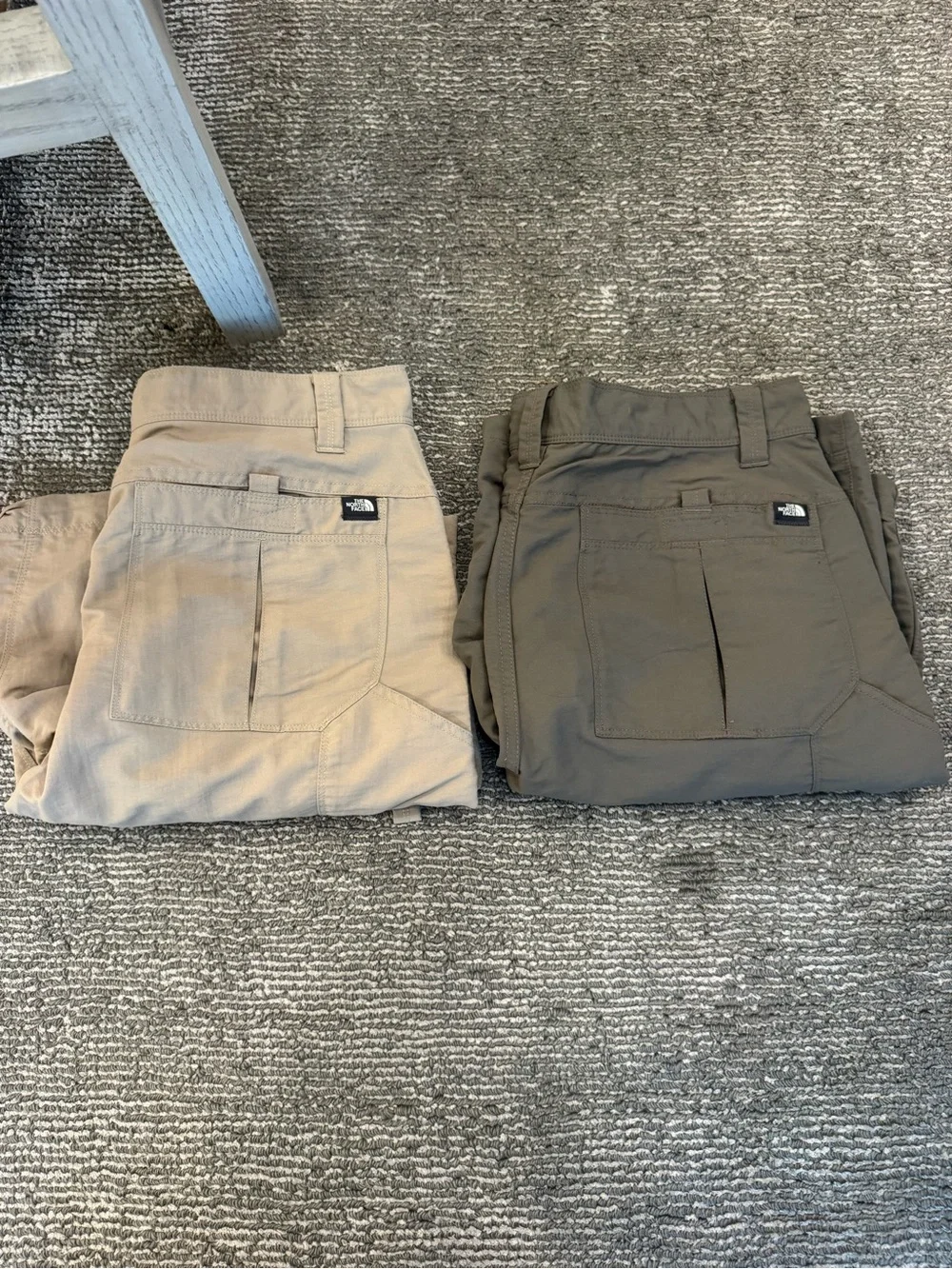 The North Face Men’s Tan and Olive Cargo trail or camping Shorts